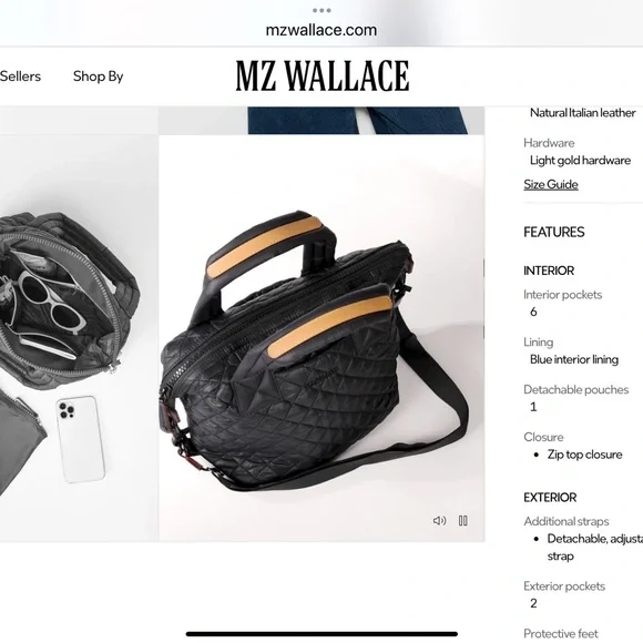 MZ Wallace Blue Quilted Satchel with Diamond Stitching